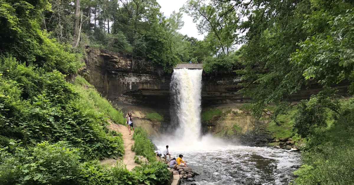 Minnehaha Falls and the wading pool in the glen below, Minneapolis