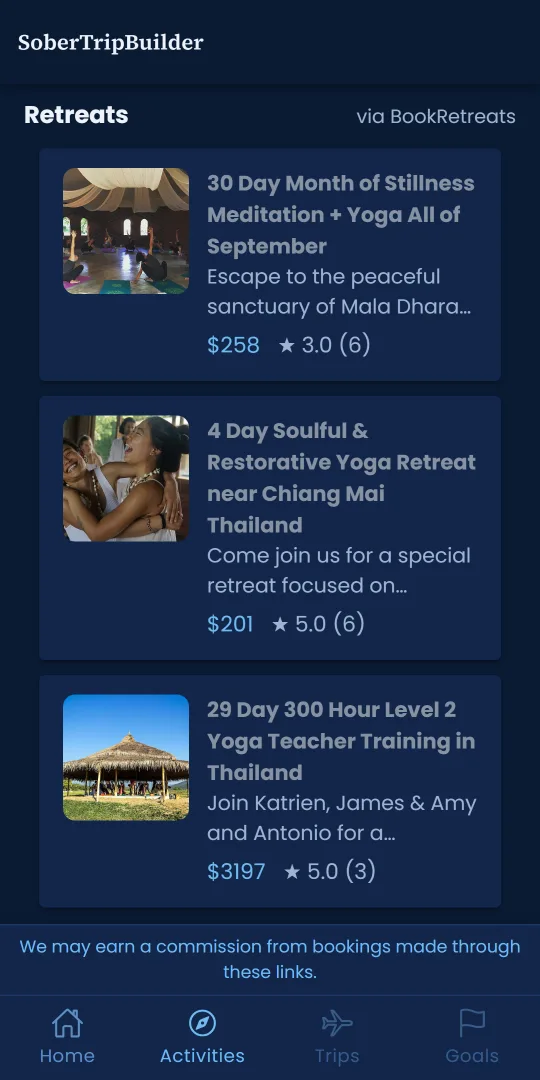 Wellness retreat results near Chiang Mai in the app: prices and ratings